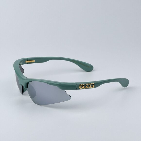 Gucci Women BRAND NEW Sunglasses Green Silver Mirror Mask GG1774S 005 - Picture 1 of 11